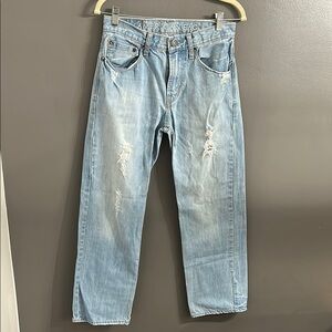 American Eagle Low, Loose,Light Wash Distressed Jeans
